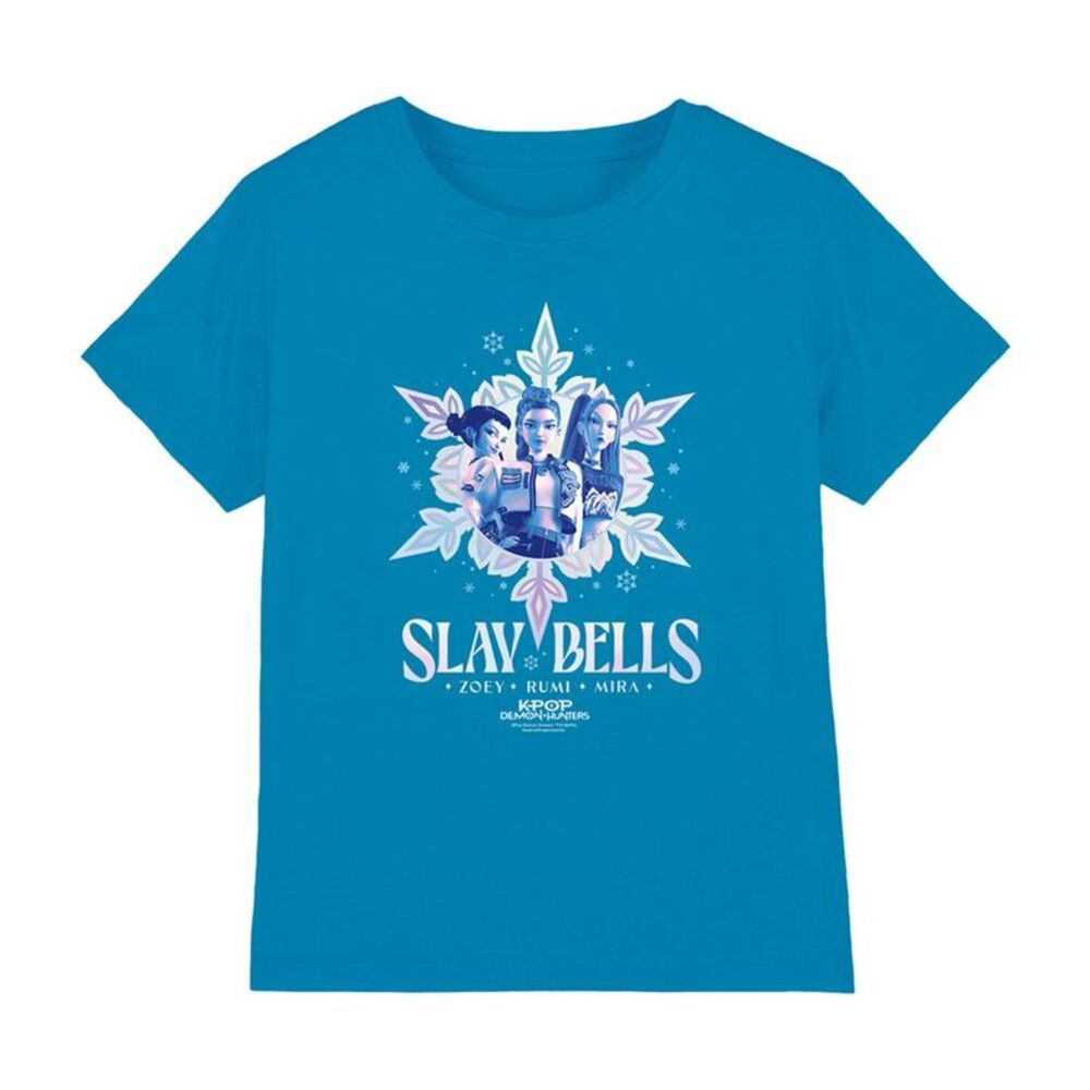 K-Pop Demon Hunters Childrens/Kids Slay Bells Huntr/X Christmas T-Shirt / Turquo